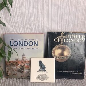 TIMELINE OF LONDON & LONDON TOWER 2 hardcover books & Greenfriars Bobby trivet